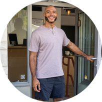 Desmond Bryant at the studio door